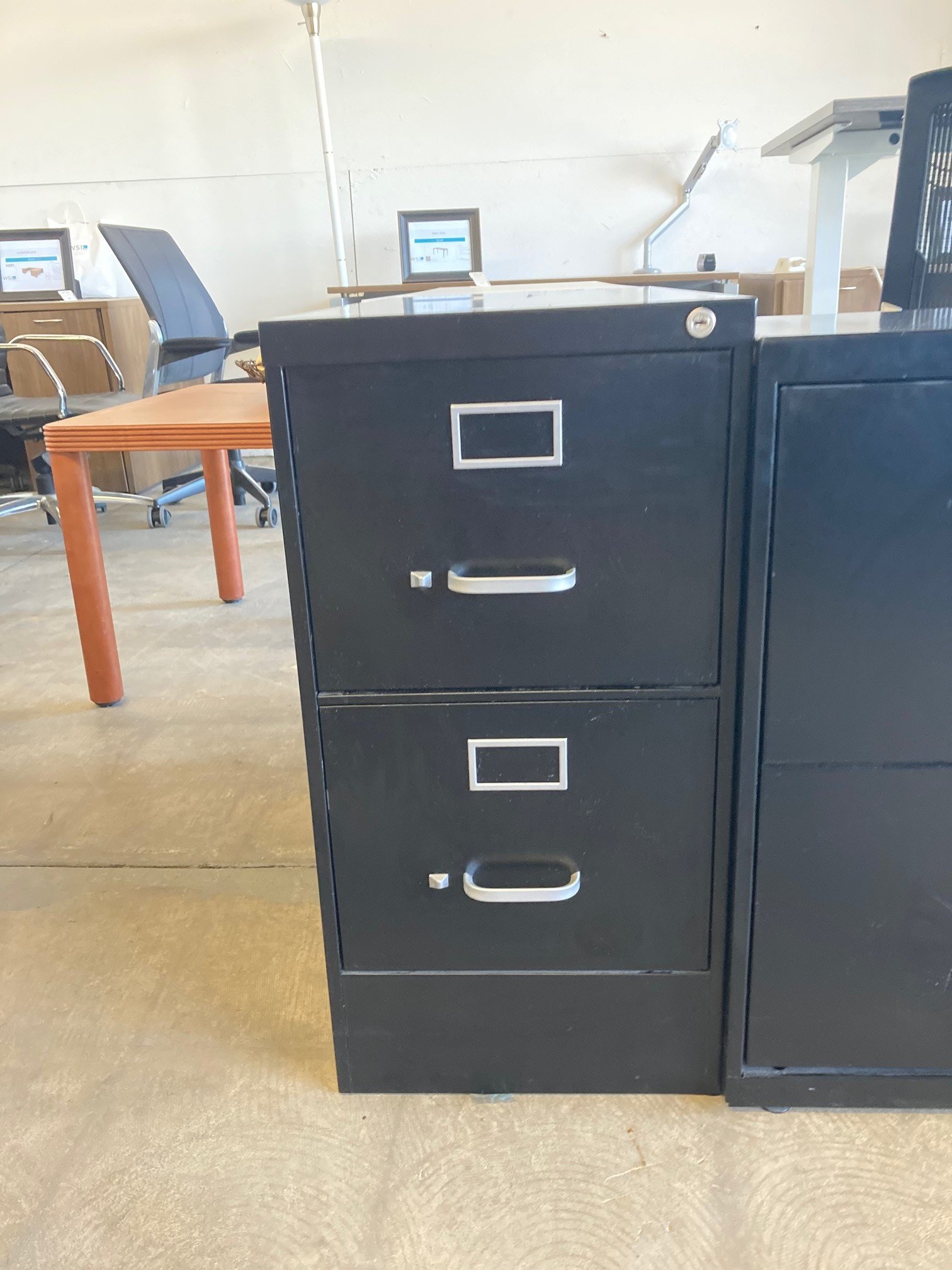 Black File Cabinet, Used, 2 drawer